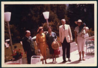 Aldous and Laura Huxley with the Queen of Italy (Princess Maria José of Belgium) and two unidentified people, 1961 [descriptive]