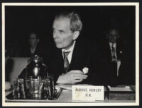 Aldous Huxley at the Food and Agriculture Organization of the United Nations Conference, Rome, 1963