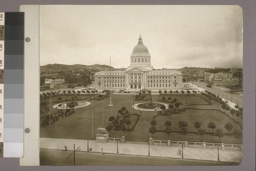 [East facade and Civic Center Plaza.]