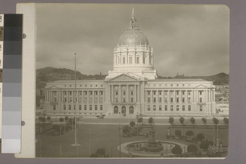 [East facade and Civic Center Plaza.]