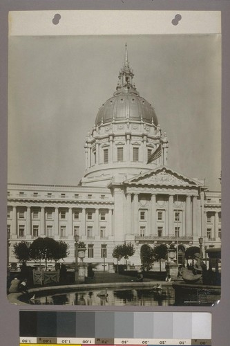 [East facade and Civic Center Plaza.]