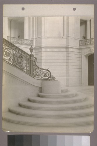 [Railing and lower steps, grand staircase, rotunda.]