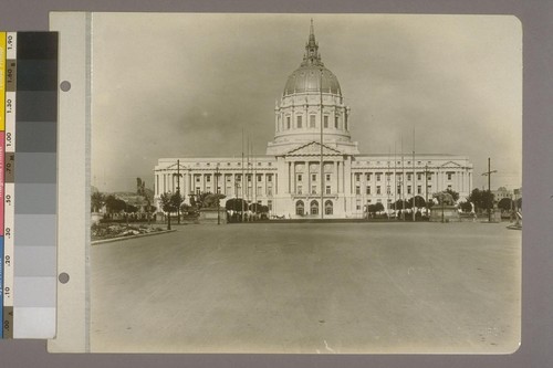 [East facade and Civic Center Plaza.]