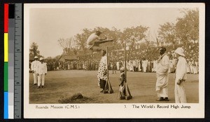 Demonstration of high jump, Rwanda, ca.1920-1940