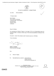 [Letter from Nigel P Espin to E Dibble regarding enclosed a hard copy of Excel Speedsheet relating to Sezure]