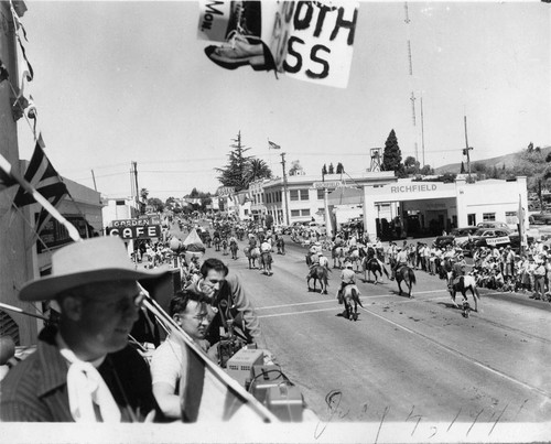 Pioneer Day Parade in downtown Banning, California looking east down Ramsey Street