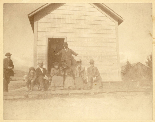 Mounted photograph of the Banning Water Company Office facing the Southern Pacific Railroad tracks in Banning, California