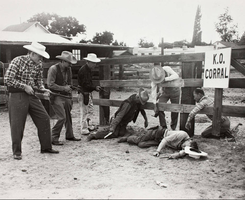 Staged shoot-out during the Stagecoach Days celebration in Banning, California