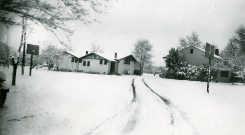 The Eastside School in Banning, California during snowfall