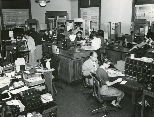 The interior of the Citizens National Trust and Savings Bank at 79 S. San Gorgonio Avenue in Banning, California