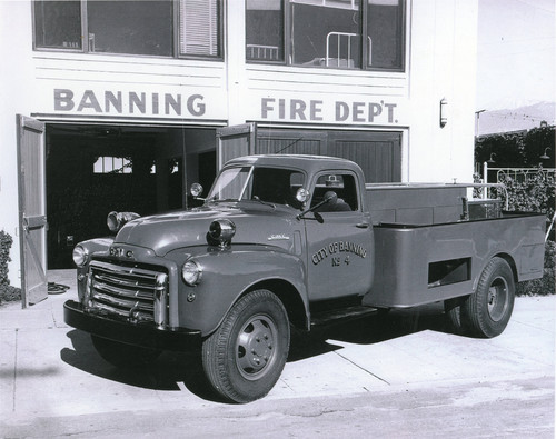 City of Banning Fire Department truck parked in front of fire station