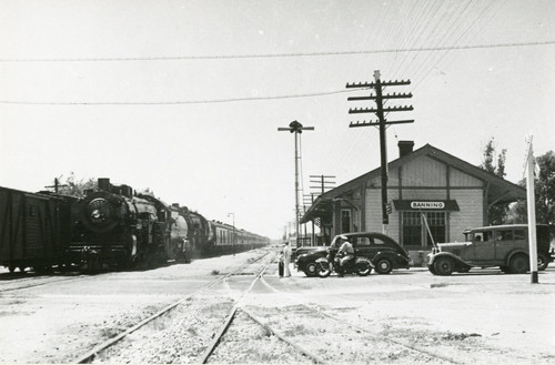 The Southern Pacific Railroad and depot in Banning, California