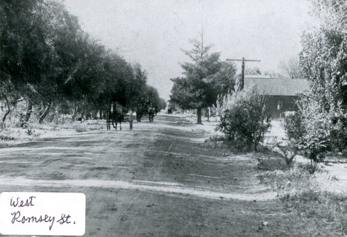 Early photograph of West Ramsey Street in Banning, California