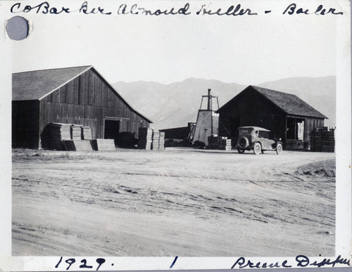 The Barker prune dipper and almond hulling warehouses in Banning, California