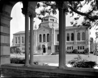 Library (Powell Library) viewed from Royce Hall colonnade, c.1941