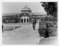 Vermont Avenue campus - Ernest C. Moore before Millspaugh Hall, c.1928