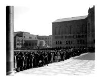 Registration - Students lined up on the Esplanade facing Royce Hall, 1930