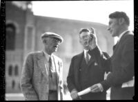 Dedication ceremony - Jake Gimbel, Robert Underhill, and unidentified man, 1930