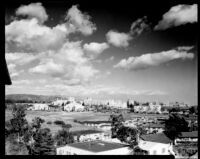 Distant view of campus from "Gayleyville", 1952