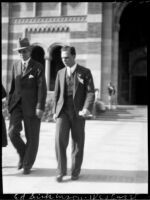 Dedication ceremony - Unidentified man and Virgil Cazel, 1930