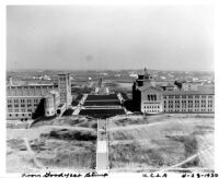 Aerial view of Janss Steps and campus, 1930