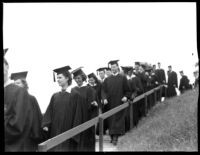 Commencement - Graduates descend stairs, c.1941