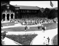 Vermont Avenue campus - Student union rally on Main Quad, 1929