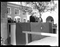 Kerckhoff Hall dedication - Governor James Rolph, Jr. speaking, 1931