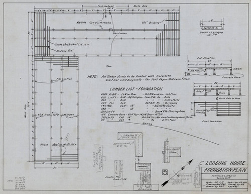 Lodging House Foundation-Plan Hammond Lumber Co. Samoa, Calif