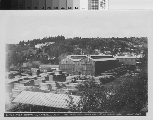 Dry shed and lumber yard "D" in foreground