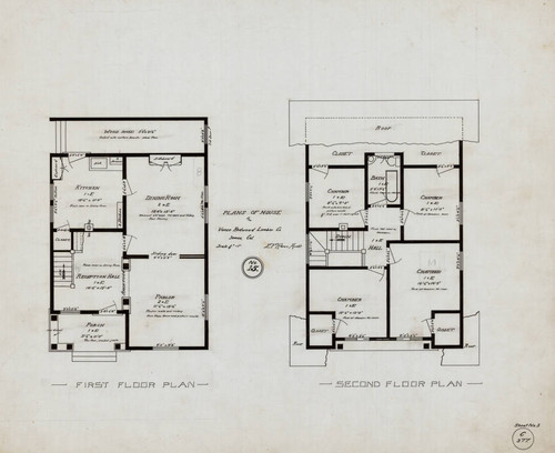Plans of House for Vance Redwood Lumber Co. Samoa, Cal. No. 15