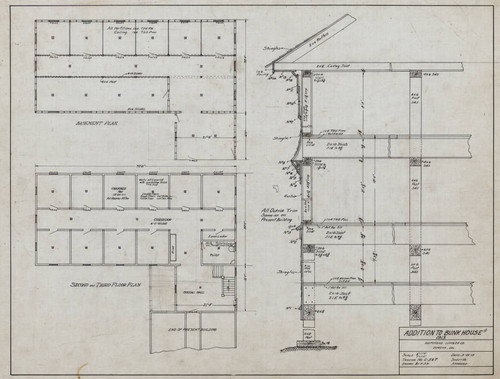 Addition to Bunk House 1913 Hammond Lumber Co. Eureka, Cal