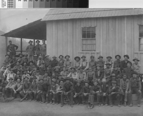 Some of the employees of the Little River Redwood Company, taken in Aug. 1909, at Bulwinkle, Cal