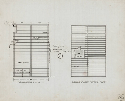 Plans of House for Vance Redwood Lumber Co. Samoa, Cal. No. 15