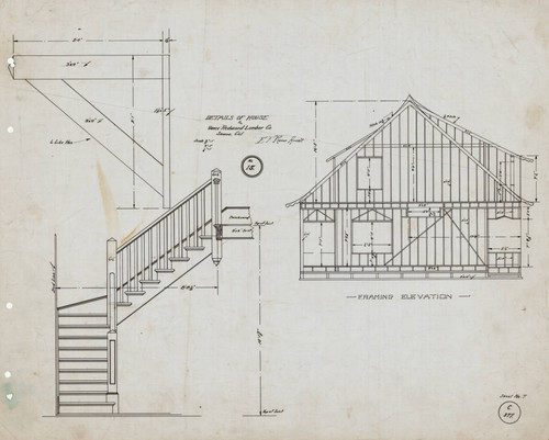 Details of House for Vance Redwood Lumber Co. Samoa, Cal. No. 15