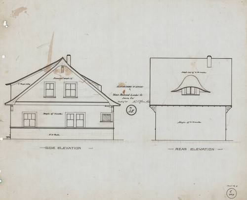 Elevations of House for Vance Redwood Lumber Co. Samoa, Cal. No. 15