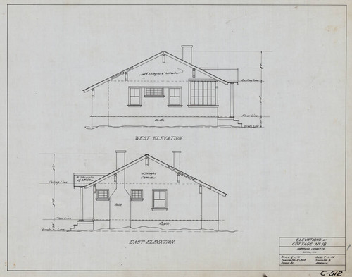 Elevations of Cottage No. 18 Hammond Lumber Co. Samoa, Cal