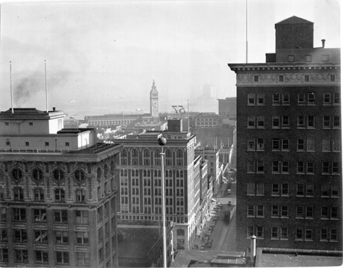 [View of Ferry building, looking east]