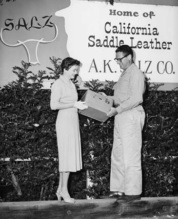 Salz sales manager Howard Halper and Miss California