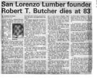 San Lorenzo Lumber founder Robert T. Butcher dies at 83
