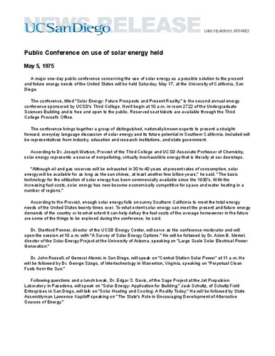 Public Conference on use of solar energy held