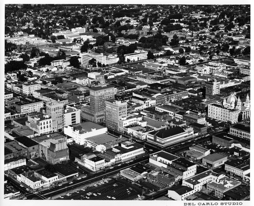Aerial View of Downtown San Jose with Bank of America, Hart's and St. Joseph