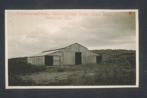 Esperanza Consruction. Corrugated iron clad barn on Section 32