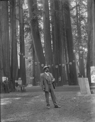 Man with large mustache, Bohemian Grove. [negative]