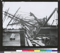Jere Thompson (ship) hove down to wharf, San Francisco. [photographic ...