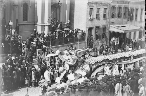 Chinese dragon in parade, San Francisco [transparency]