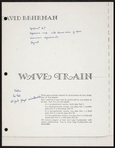 Behrman, David - "Wave Train"