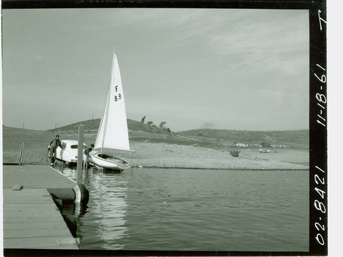 View of boat launching from Puddingstone Lake at Frank G. Bonelli Regional Park