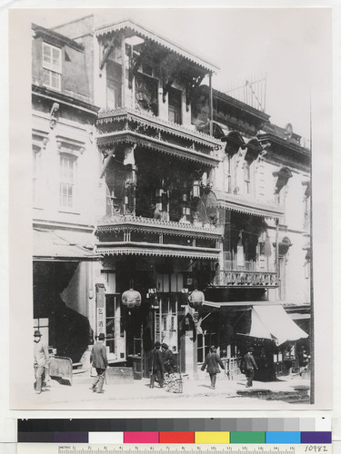 [Street scene with view of row of buildings, Chinatown, San Francisco]