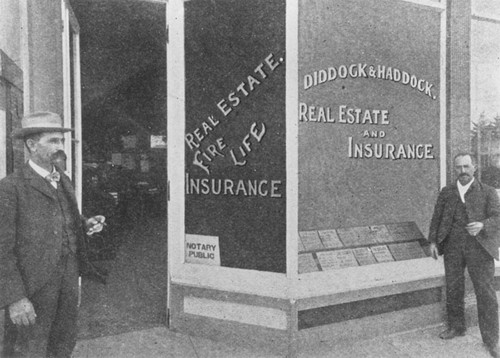 Diddock & Haddock, Real Estate, Fire and Life Insurance office, Orange, California, 1903